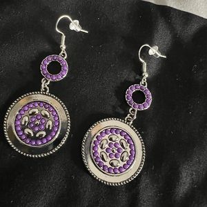 Purple and silver earrings